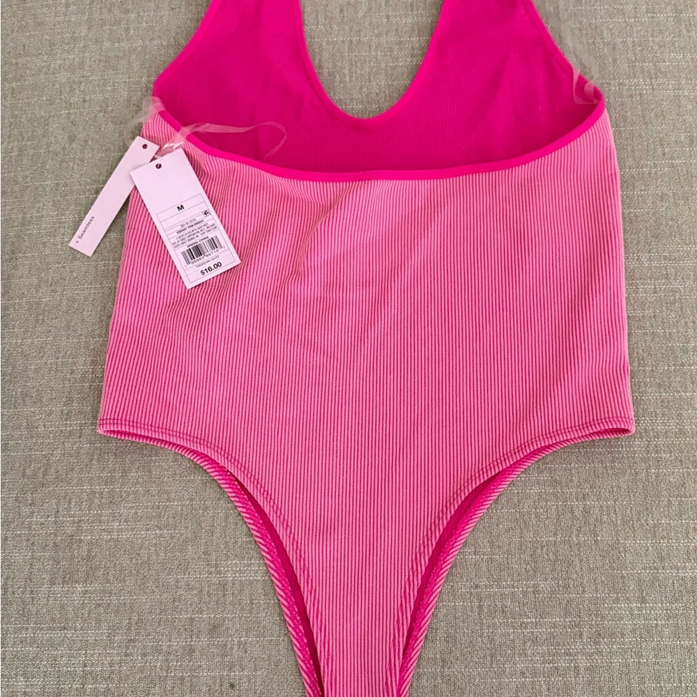 Pink Ribbed One-Piece Swimsuit - Picture 2 of 3
